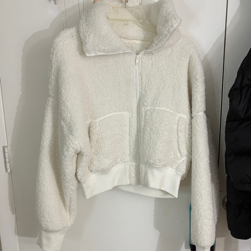 Women's White Sherpa Jacket
